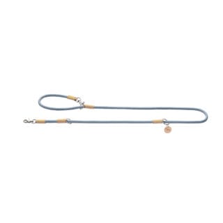 HUNTER Verstellbare Hundeführleine Malia, taubenblau/beige - 200 cm lang, 10 mm breit