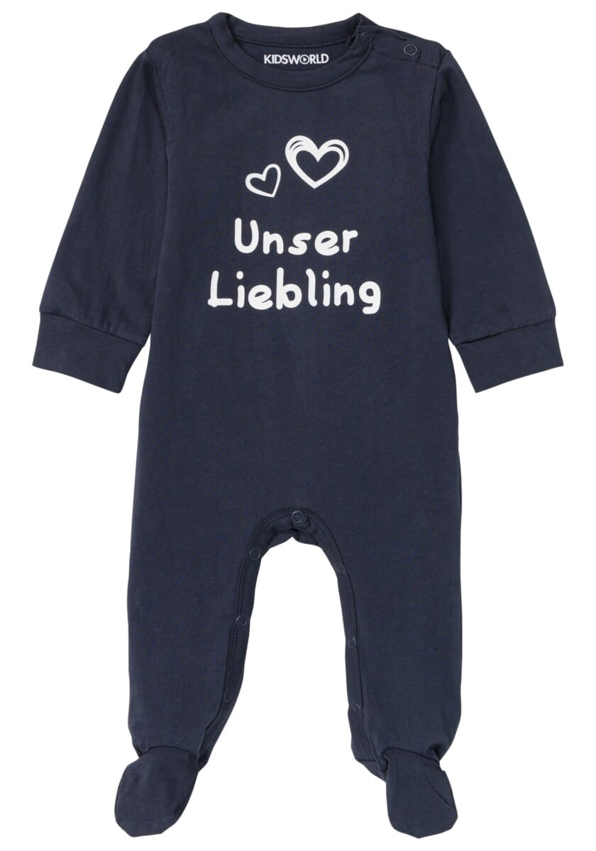 KIDSWORLD Schlafoverall "Baby-Schlafanzug, Unser Liebling - NEUE KOLLEKTION" aus Bio-Baumwolle