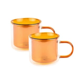 Doppelwandiges Cappuccino-Glas mit Henkel CHiATO, 2 x 250 ml