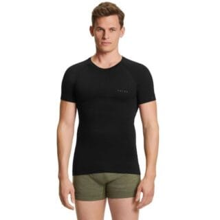FALKE® RU Kurzarm-Shirt Warm XL Herren – Bequemes Lauf- und Trainingstop, atmungsaktiv, schnelltrocknend in Schwarz