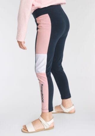 KangaROOS Leggings "Colorblocking Leggings für kleine Mädchen" mit breitem Bündchen und Logoprint