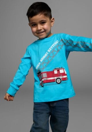 KIDSWORLD Langarmshirt "HIER KOMMT RETTUNG" Langarm, Basic-Passform, peppiger Druck