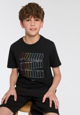 PUMA T-Shirt "ESS LOGO LAB HOG TEE B" Kurzarm, sportlicher Stil, Rundhalsausschnitt, Puffprint Grafik