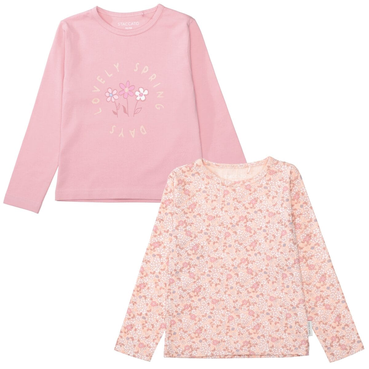 STACCATO Langarmshirt 2 tlg. 2er Pack bedruckt, florales Muster, fĂźr Girls