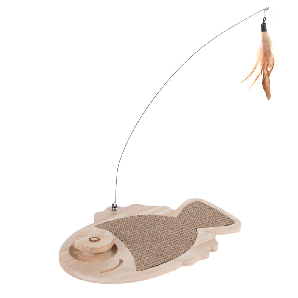 TIAKI Holzfisch zum Kratzen & Spielen - L 36 x B 26 x H 4 cm