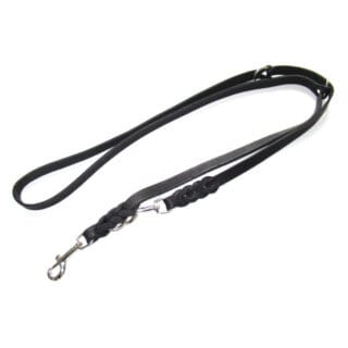 Heim Führleine mit eingeflochtenem Karabiner, schwarz - 220 cm lang, 8 mm breit
