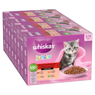 Jumbopack Whiskas Junior Frischebeutel 144 x 85 g - Klassische Auswahl in Sauce