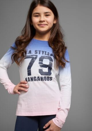 KangaROOS Langarmshirt Langarm, taillierter Schnitt, mit Print, Rundhalsausschnitt
