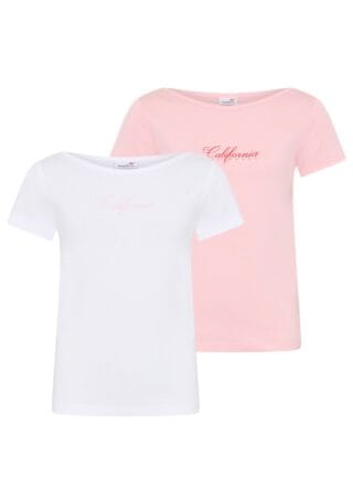 KangaROOS T-Shirt "2er Pack T-Shirts mit modischen Ausschnitt" Packung, 2, 2 tlg. Basic Schnitt, Kurzarm, U-Boot-Ausschnitt, aus Baumwolle