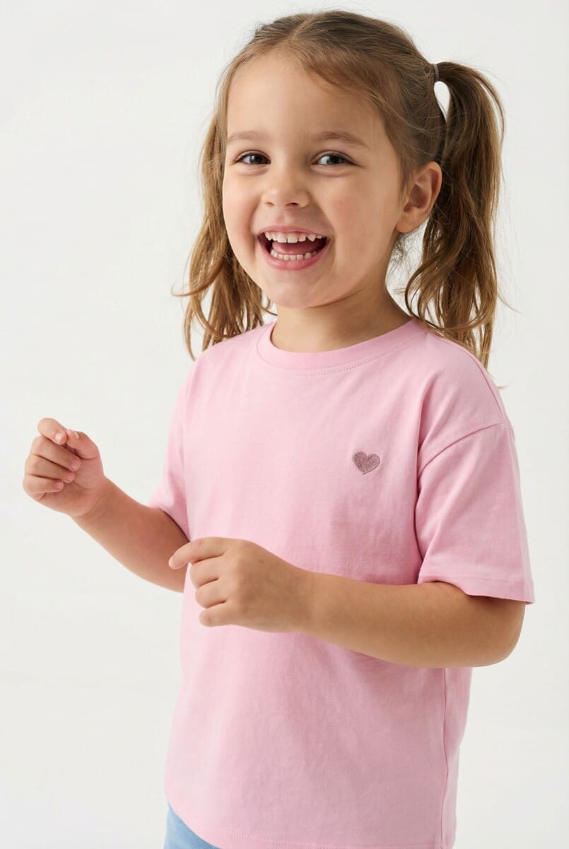 KIDS ONLY Kurzarmshirt "KOGMAIKEN LIFE CROPHEART SS TOP JRS NOOS" mit kleinem Herzchenmotiv auf der Brust