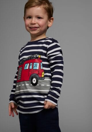 KIDSWORLD Langarmshirt "TATÜ TATA die Feuerwehr ist da" langärmlig, Basic-Passform, gestreift und bedruckt