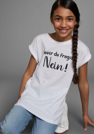 KIDSWORLD T-Shirt "Bevor Du fragst: NEIN" Kurzarm, mit Print, Rundhalsausschnitt