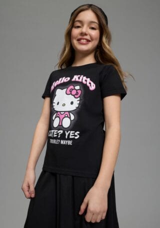 KIDSWORLD T-Shirt "HELLO KITTY T-Shirt: Cute?" Kurzarm, Rundhalsausschnitt, bedruckt, normale Länge