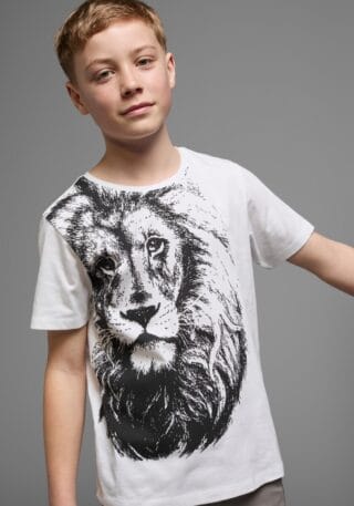 KIDSWORLD T-Shirt "Mit coolem LÖWEN-Print" Kurzarm, Basic-Passform, bedruckt, Rundhalsausschnitt