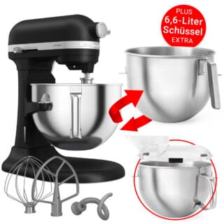 KitchenAid Artisan 5,6L Küchenmaschine 5KSM60SPX PLUS XXL-Bowl Matt Schwarz