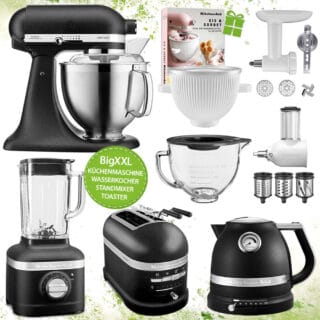 KitchenAid Artisan 5KSM185PSEBK BigXXL mit Toaster, Wasserkocher + Standmixer