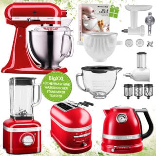 KitchenAid Artisan 5KSM185PSEER BigXXL mit Toaster, Wasserkocher + Standmixer