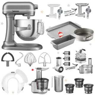 KitchenAid Artisan 6,6L 5KSM70SHX Mega-Winter-Set Kontur Silber
