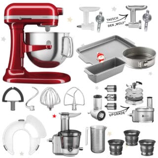 KitchenAid Artisan 6,6L 5KSM70SHX Mega-Winter-Set Liebesapfelrot