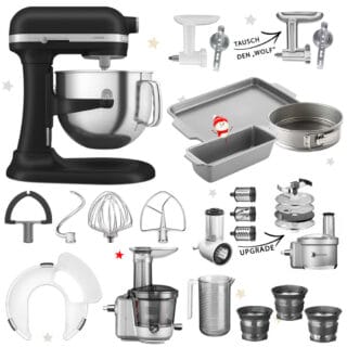 KitchenAid Artisan 6,6L 5KSM70SHX Mega-Winter-Set Mattes Schwarz