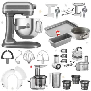 KitchenAid Artisan 6,6L 5KSM70SHX Mega-Winter-Set Medallion Silber