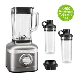 KitchenAid Artisan K400 Standmixer 5KSB4026 ToGo Mix-Set Medallion Silber