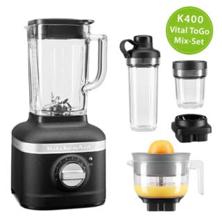KitchenAid Artisan K400 Standmixer 5KSB4026 Vital ToGo Mix-Set Gusseisen Schwarz
