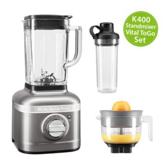 KitchenAid Artisan K400 Standmixer 5KSB4026 Vital ToGo-Set Medallion Silber