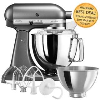 KitchenAid Artisan Küchenmaschine 4,8L 5KSM175 Medallion Silber Zubehöraktion