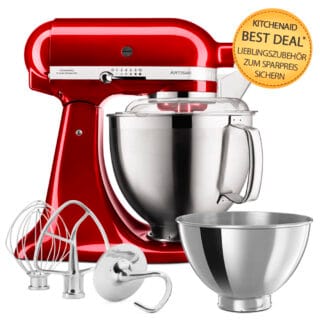 KitchenAid Artisan Küchenmaschine 4,8L 5KSM185 Liebesapfelrot Zubehöraktion