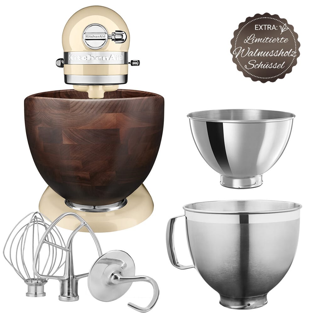 KitchenAid Artisan Küchenmaschine 4,8L 5KSM185PSEAC mit edler Walnussholz-Bowl