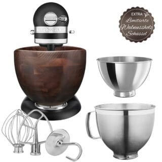 KitchenAid Artisan Küchenmaschine 4,8L 5KSM185PSEBK mit edler Walnussholz-Bowl