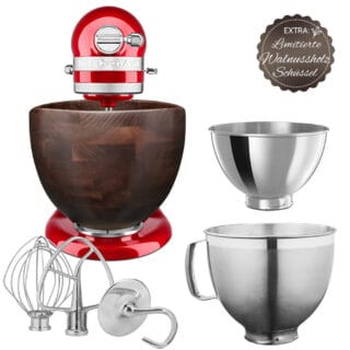 KitchenAid Artisan Küchenmaschine 4,8L 5KSM185PSECA mit edler Walnussholz-Bowl