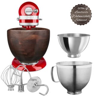 KitchenAid Artisan Küchenmaschine 4,8L 5KSM185PSEER mit edler Walnussholz-Bowl