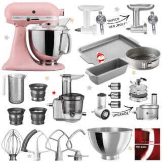 KitchenAid Artisan Küchenmaschine 5KSM175 Mega-Winter-Paket Altrosa
