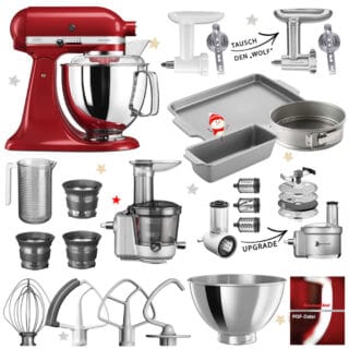 KitchenAid Artisan Küchenmaschine 5KSM175 Mega-Winter-Paket Empire Rot