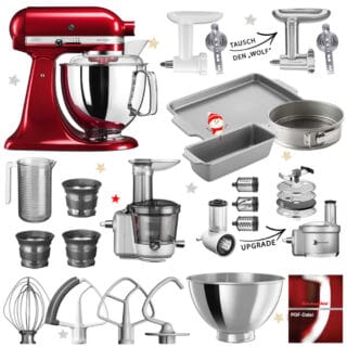 KitchenAid Artisan Küchenmaschine 5KSM175 Mega-Winter-Paket Liebesapfelrot