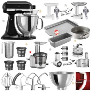 KitchenAid Artisan Küchenmaschine 5KSM175 Mega-Winter-Paket Onyx Schwarz