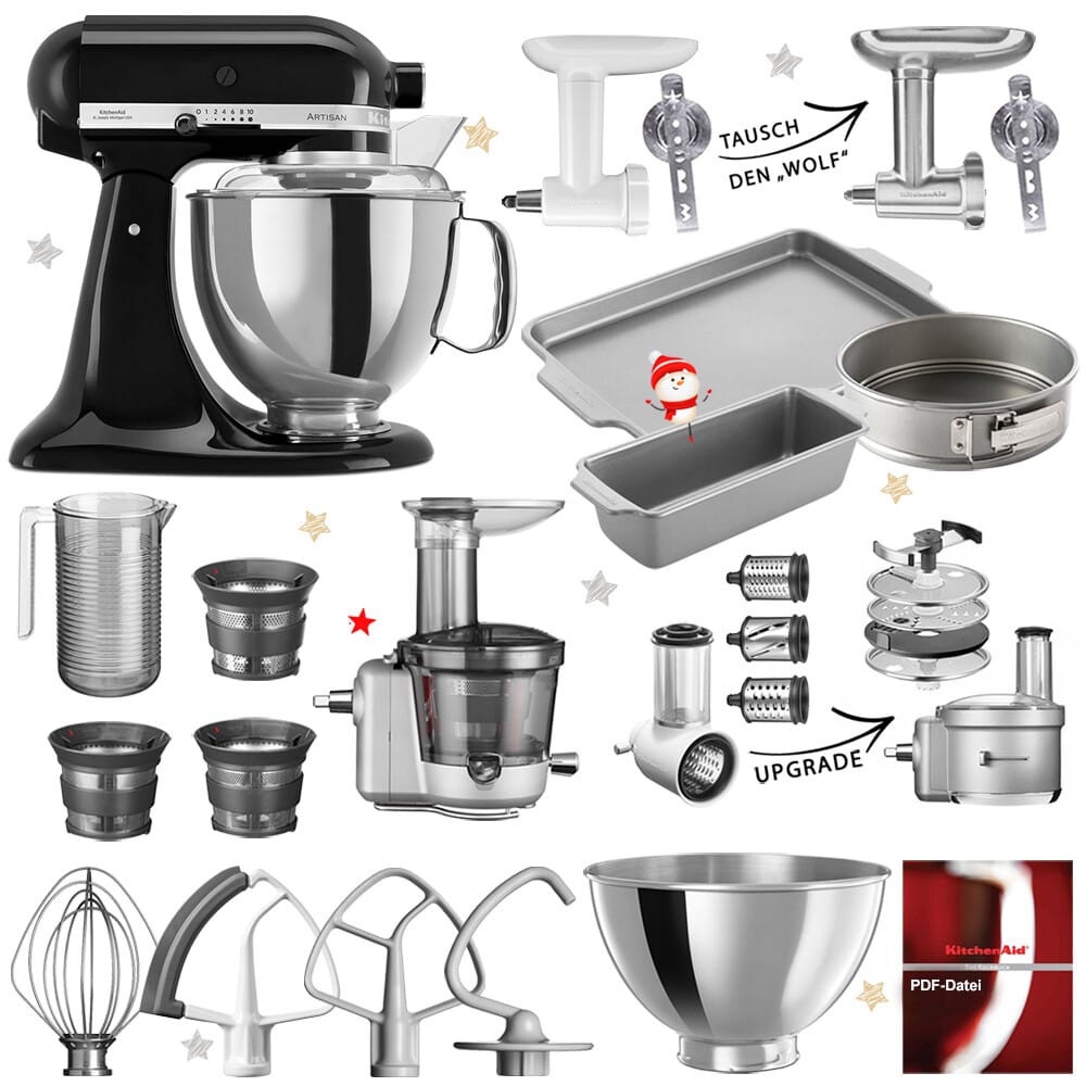 KitchenAid Artisan Küchenmaschine 5KSM175 Mega-Winter-Paket Onyx Schwarz