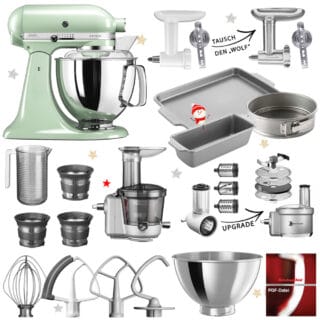 KitchenAid Artisan Küchenmaschine 5KSM175 Mega-Winter-Paket Pistazie