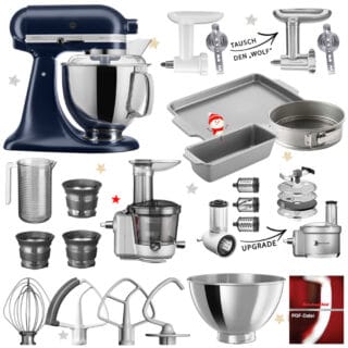 KitchenAid Artisan Küchenmaschine 5KSM175 Mega-Winter-Paket Tintenblau