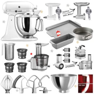 KitchenAid Artisan Küchenmaschine 5KSM175 Mega-Winter-Paket Weiß