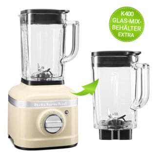KitchenAid Artisan Standmixer K400 5KSB4026EAC Creme mit EXTRA Glas-Mix-Behälter