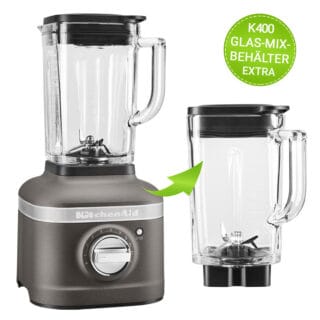KitchenAid Artisan Standmixer K400 5KSB4026EGR Grau + EXTRA Glas-Mix-Behälter