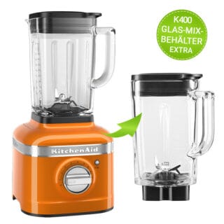 KitchenAid Artisan Standmixer K400 5KSB4026EHY Honey mit EXTRA Glas-Mix-Behälter