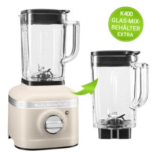 KitchenAid Artisan Standmixer K400 5KSB4026EMH mit EXTRA Glas-Mix-Behälter