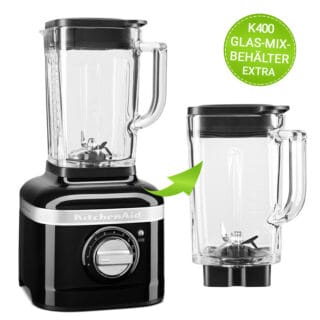 KitchenAid Artisan Standmixer K400 5KSB4026EOB Schwarz + EXTRA Glas-Mix-Behälter