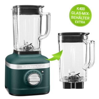 KitchenAid Artisan Standmixer K400 5KSB4026EPP mit EXTRA Glas-Mix-Behälter