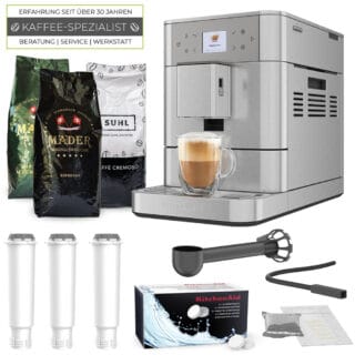 KitchenAid Kaffeevollautomat KF6 Edelstahl - Set mit 3 kg Kaffee und Zubehör