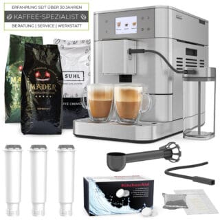 KitchenAid Kaffeevollautomat KF7 Edelstahl - Set mit 3 kg Kaffee und Zubehör